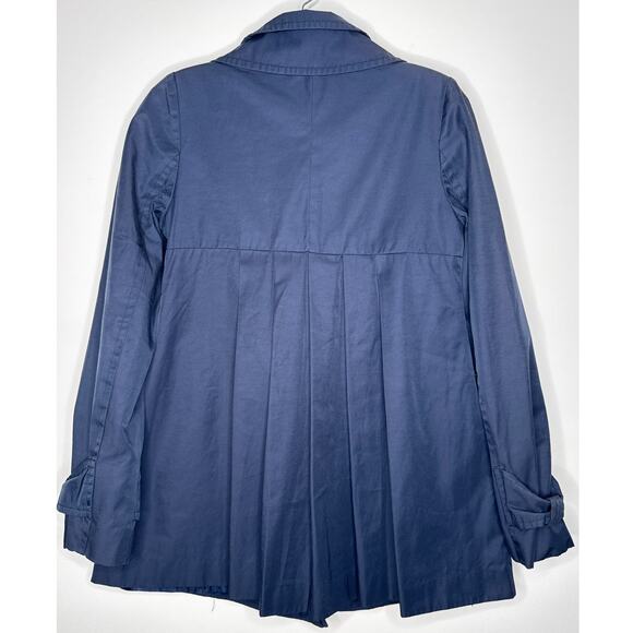 Miss Sixty M60 Navy Trench Jacket Gold Button Military Style pleated back XS - Picture 3 of 13